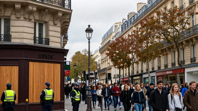 Illustration for: Paris Channels Student March to Periphery as Police Surge 20%