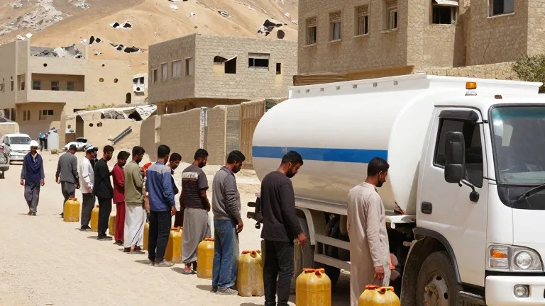 Illustration for: Taiz Residents Cut Daily Water to 10 Liters Every Four Days as Siege Bites